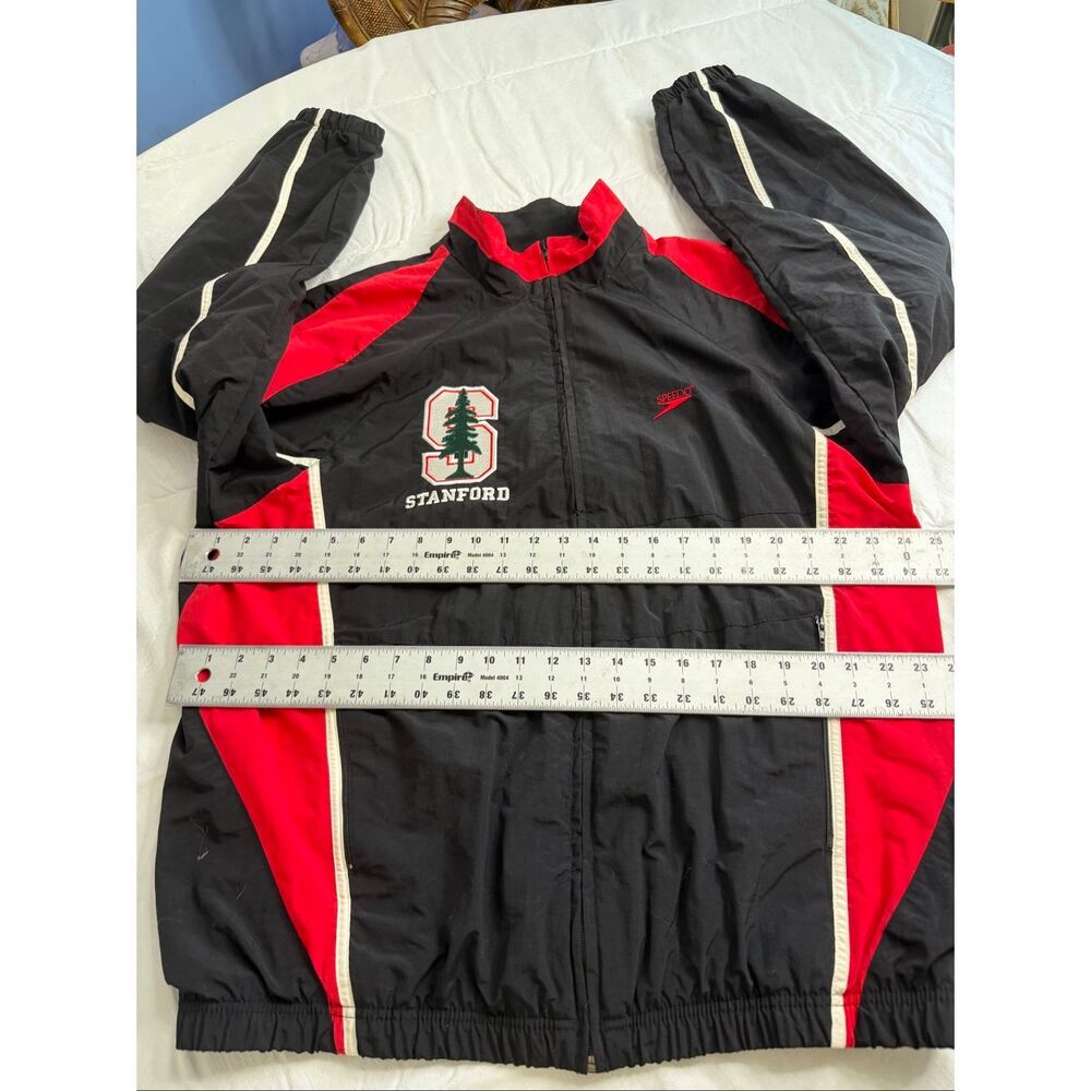 Speedo Stanford Cardinal Vintage Red Black Full Zip Windbreaker Jacket Size XL - Picture 7 of 13